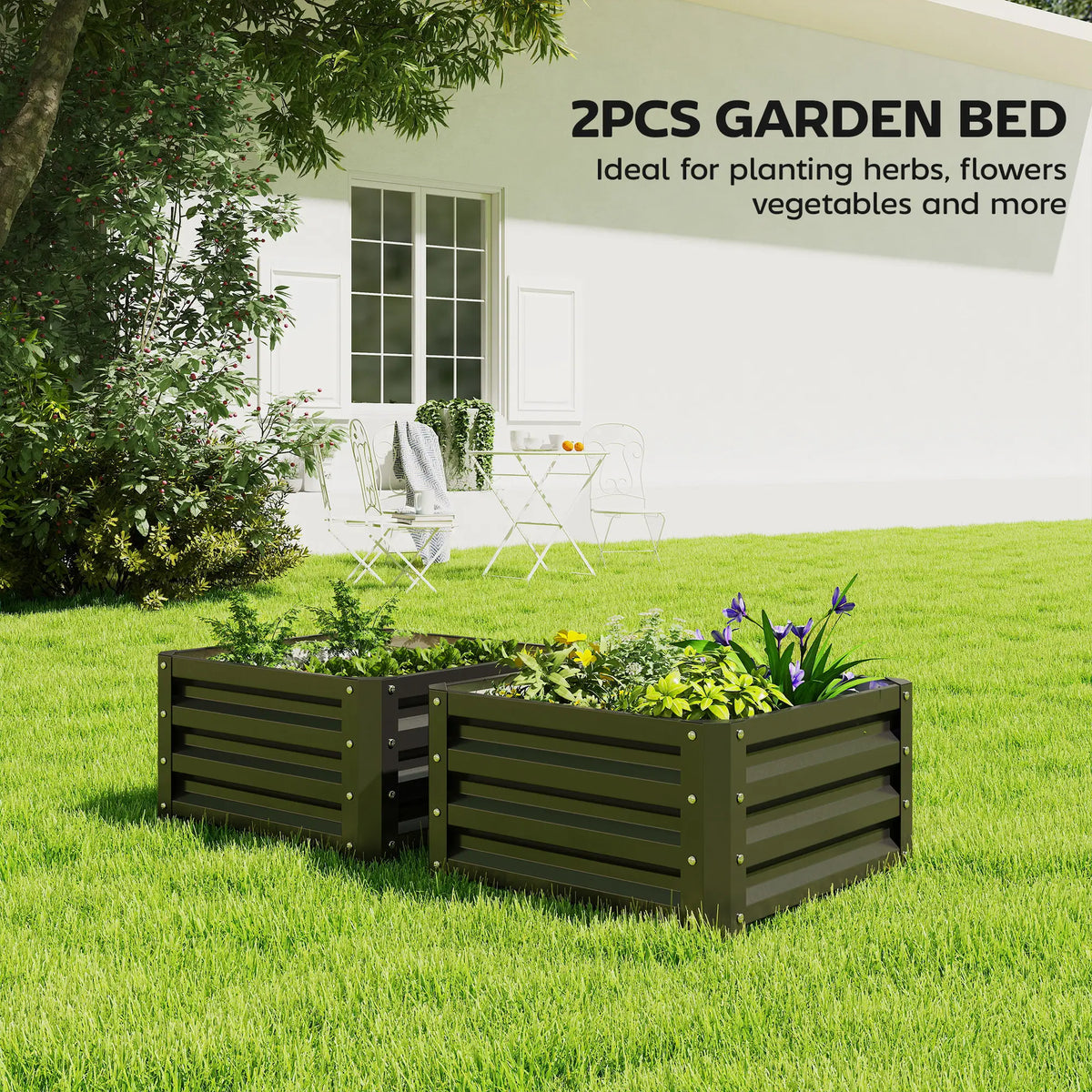 2' x 2' x 1' Raised Garden Bed, Galvanised Steel Frame, Black Galvanized Planter Boxes at Gallery Canada