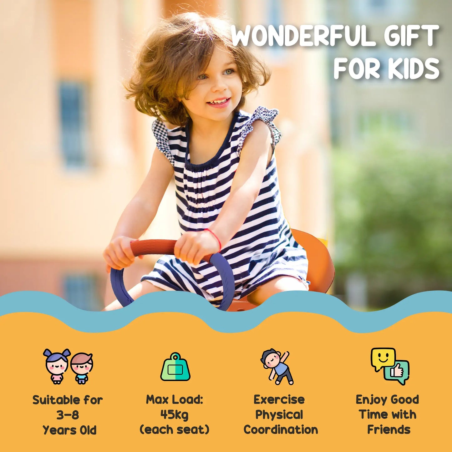 Kids Seesaw Swivel, 360 Degrees Rotating, Outdoor Playground Equipment, Multicoloured Gym Sets & Swings at Gallery Canada