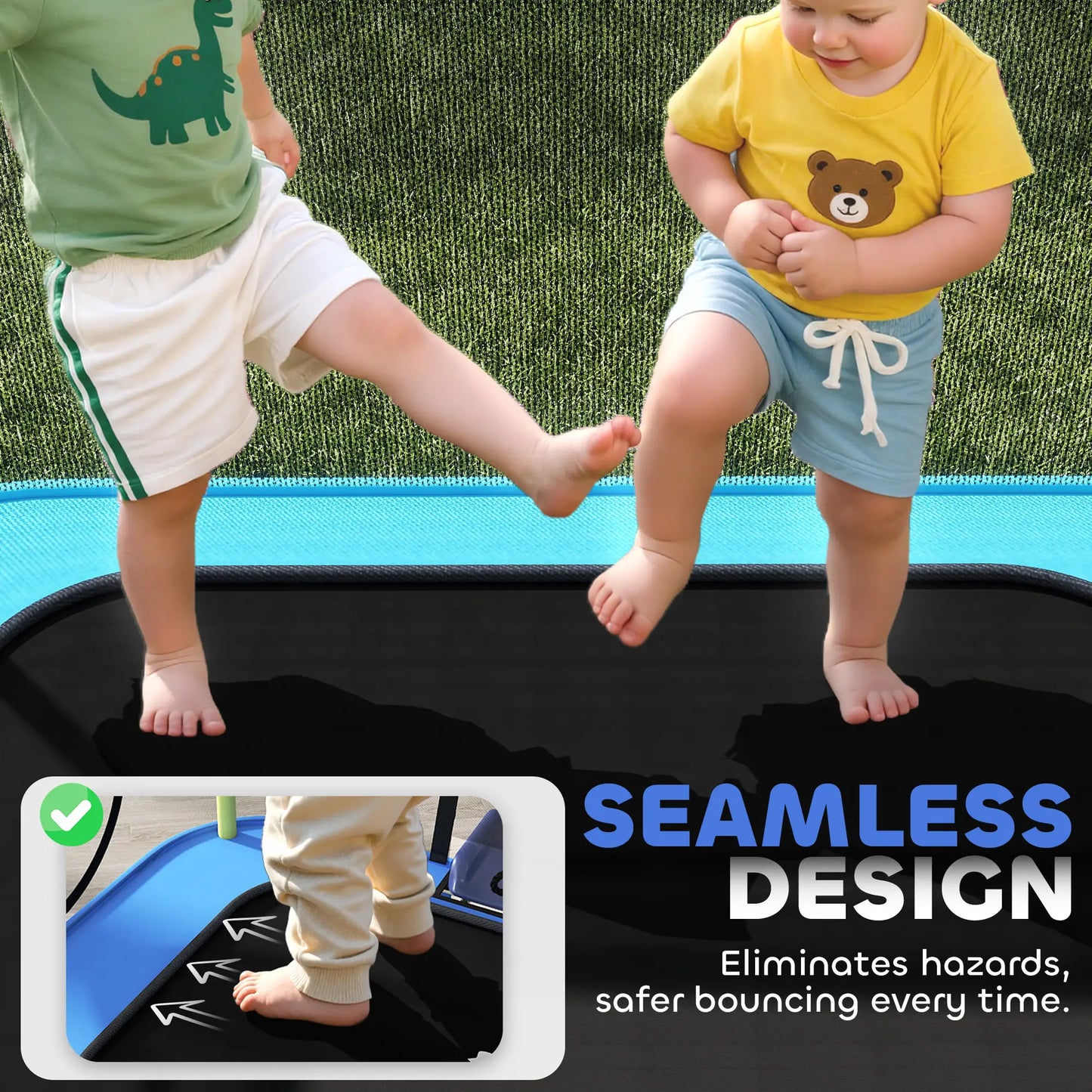 70" x 47" Trampoline With Slide, Swing, Basketball Hoop, Light Blue Trampolines at Gallery Canada