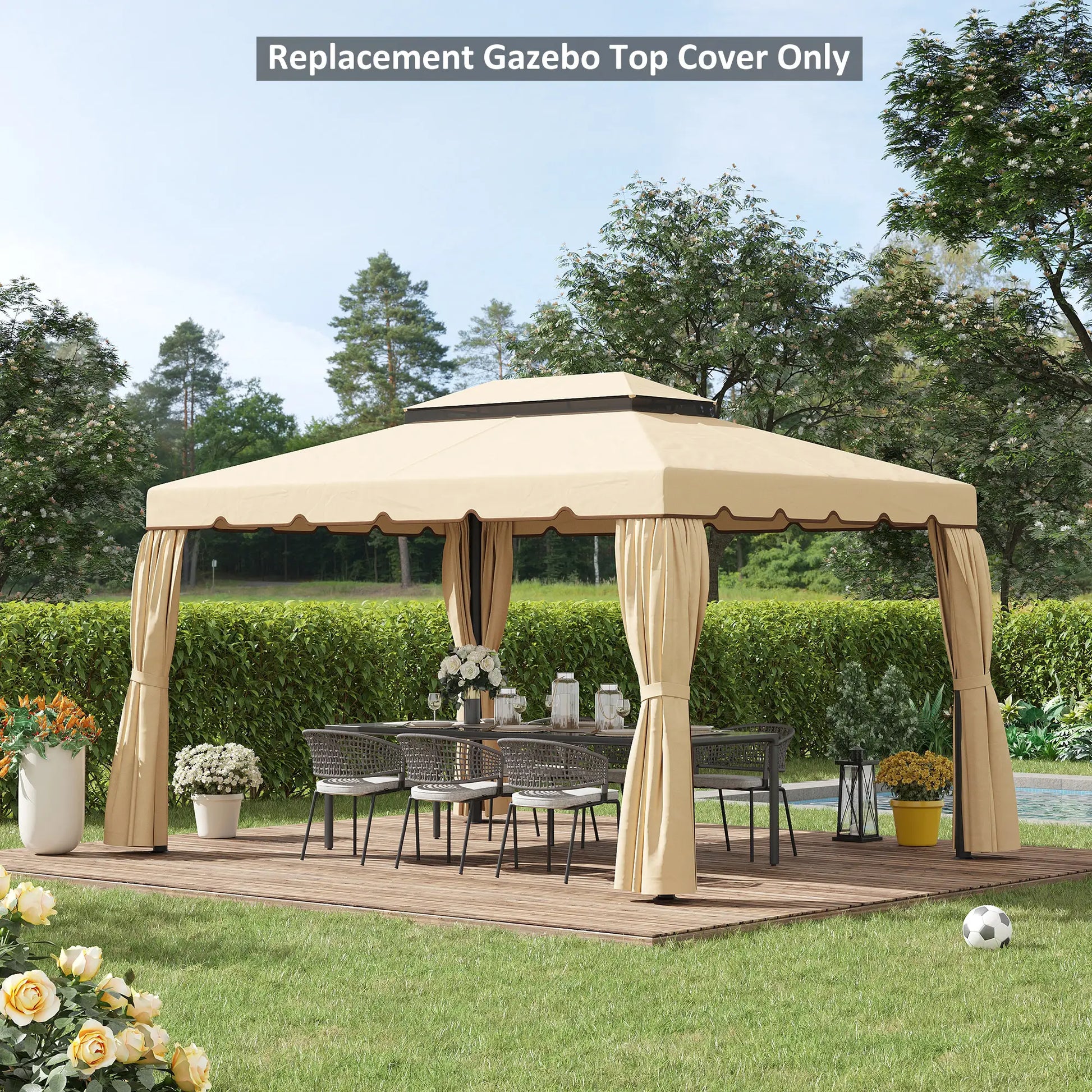 13' x 10' Gazebo Canopy, Double Vented Roof, Cream Gazebo Canopy Replacement at Gallery Canada