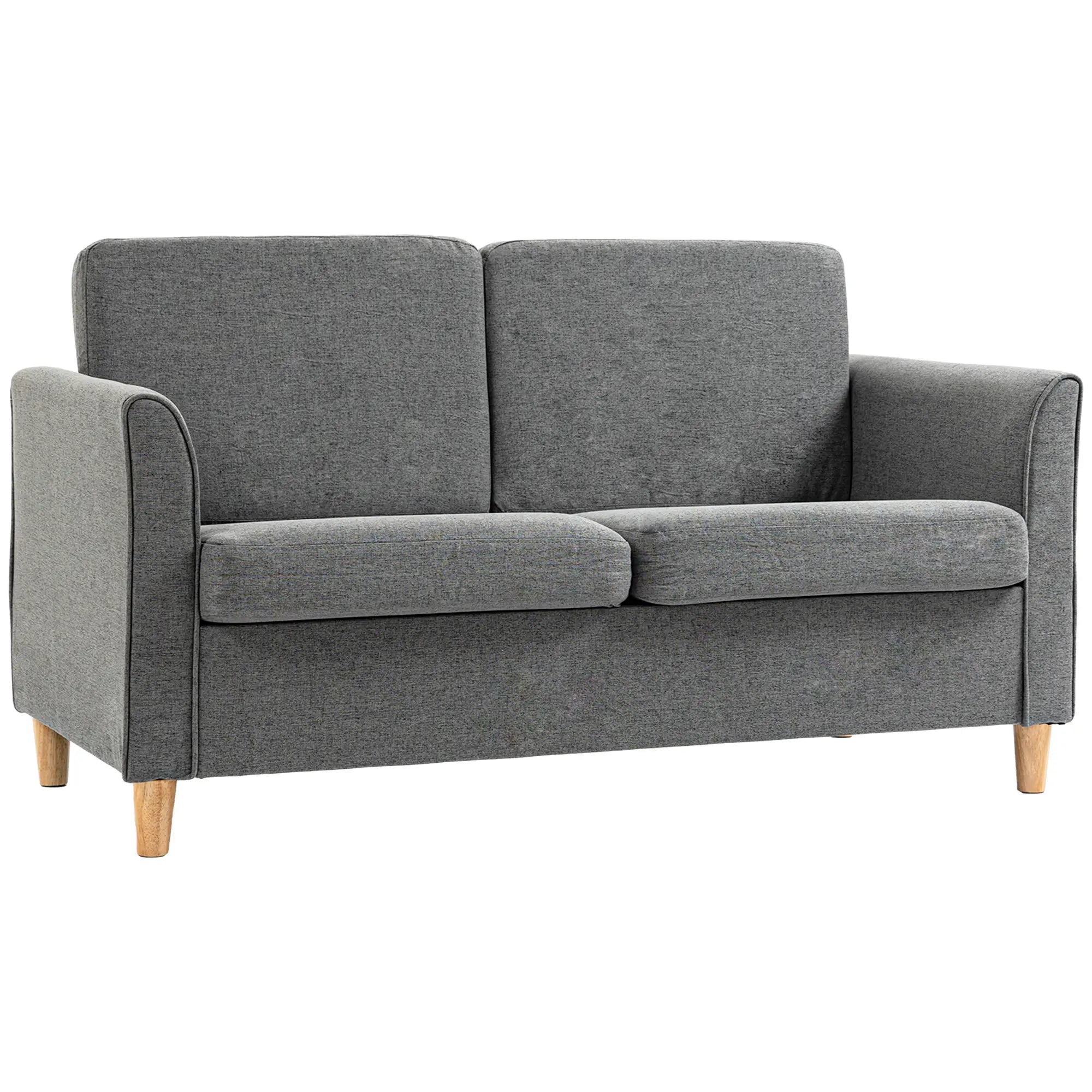 2-Seat Sofa with Armrests, Wood Legs, for Living Room, Grey 2-Seater Sofas Grey at Gallery Canada