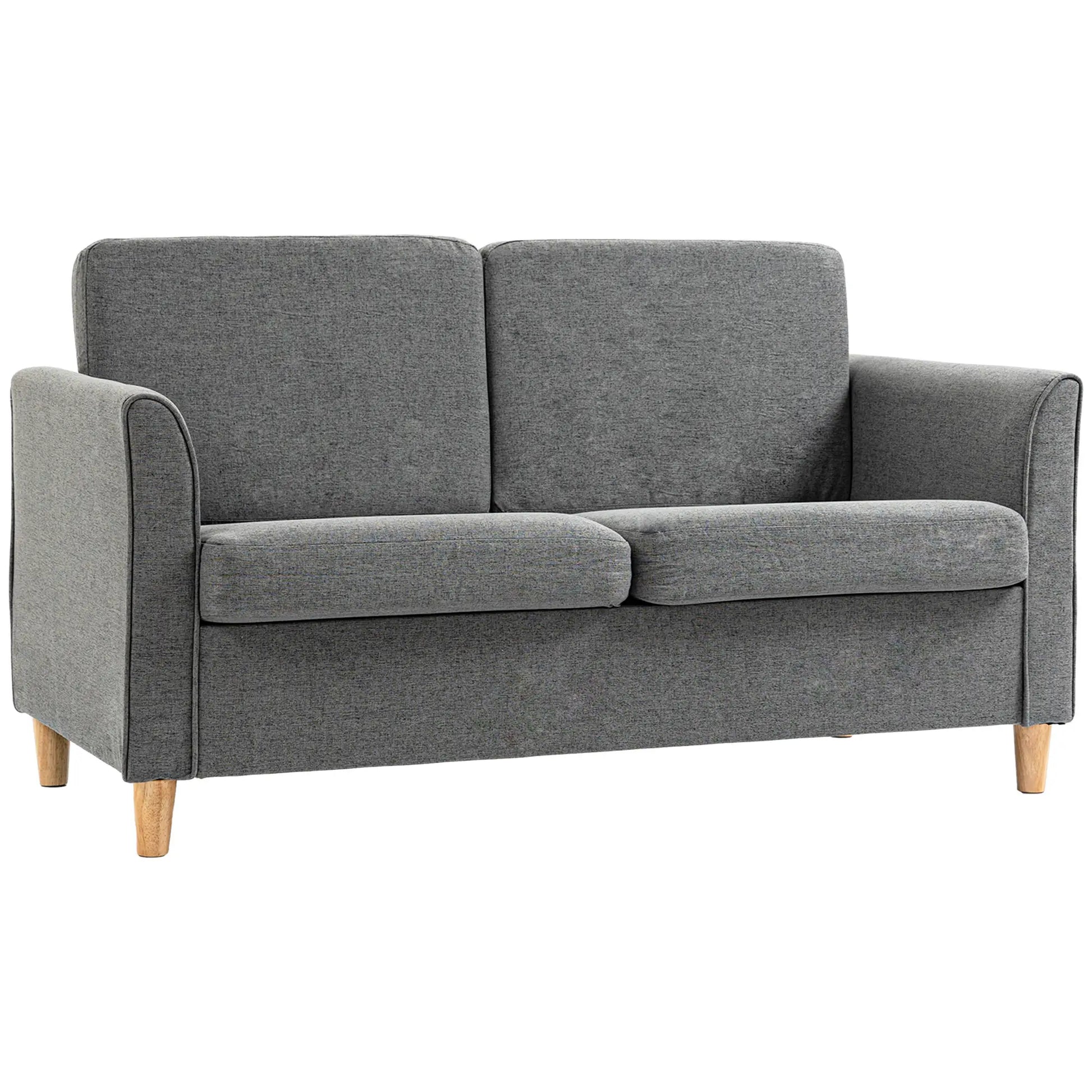 2-Seat Sofa with Armrests, Wood Legs, for Living Room, Grey 2-Seater Sofas Grey at Gallery Canada