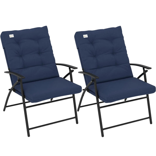 Outdoor Folding Chairs, Set of 2, Adjustable Backrest, Padded, Blue Patio Chairs Blue at Gallery Canada