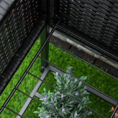 Rattan Raised Garden Box, Elevated Flower Bed with Storage, Black Plant Stands at Gallery Canada