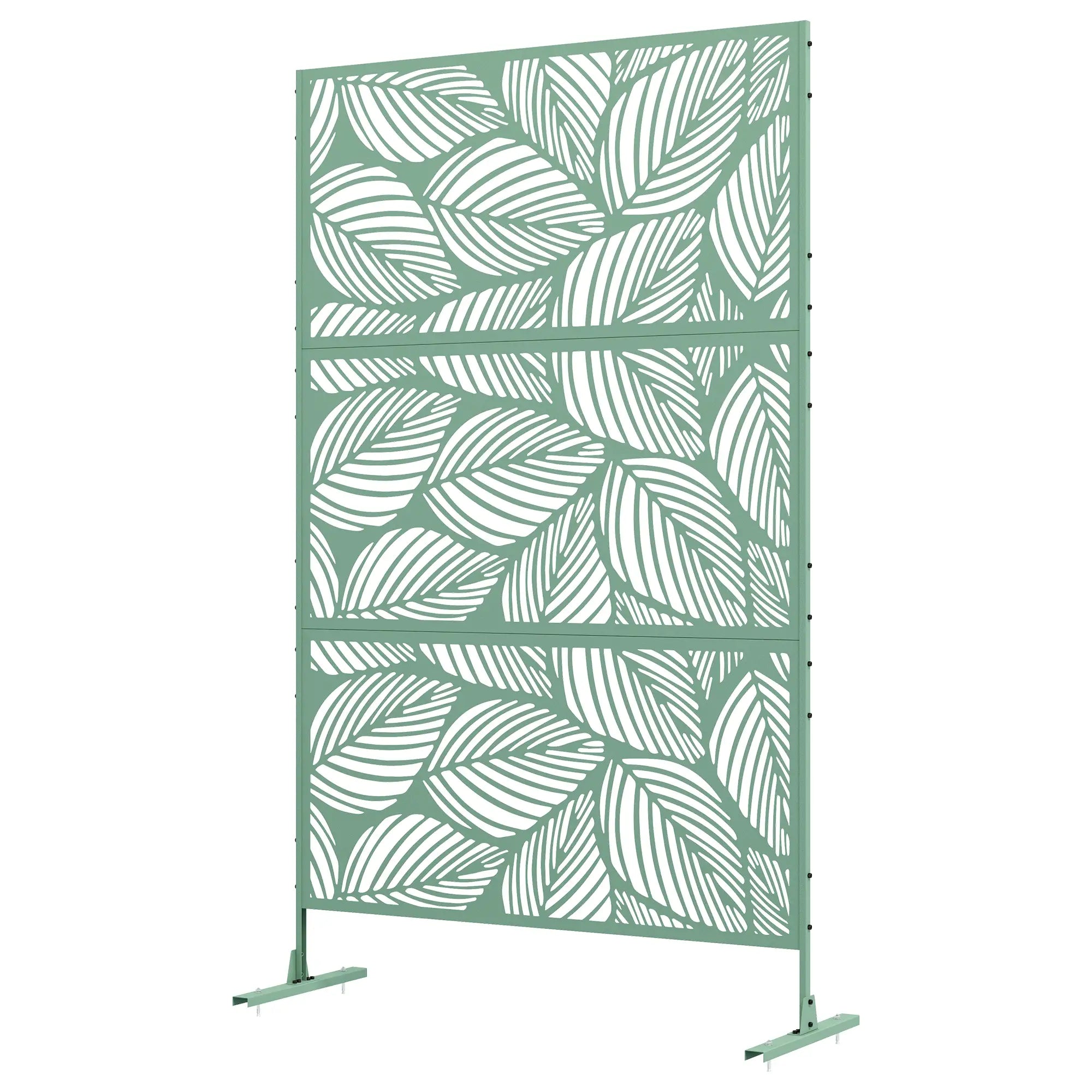 6.5FT Metal Privacy Screen, Leaf Style, Light Green Side Awnings Light Green at Gallery Canada