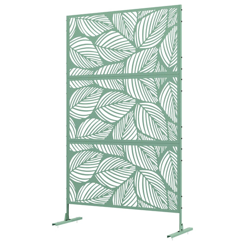 6.5FT Metal Privacy Screen, Leaf Style, Light Green