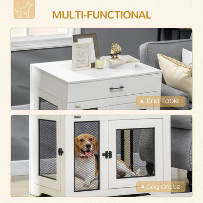 Dog Crate Furniture with Cushion, 2 Doors, Storage, White Houses, Kennels & Pens at Gallery Canada