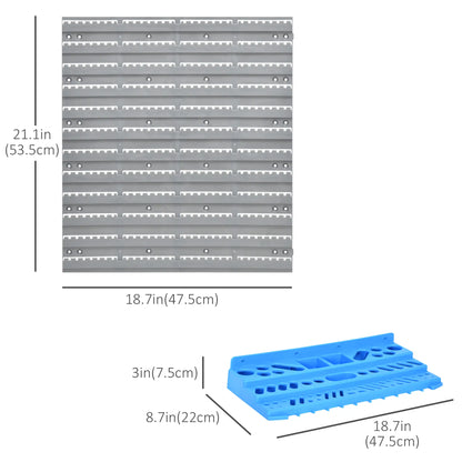 54 Piece Pegboard Shelf Tool Organizer, Wall Mounted, 50 Hooks, Blue Tool Organizers at Gallery Canada