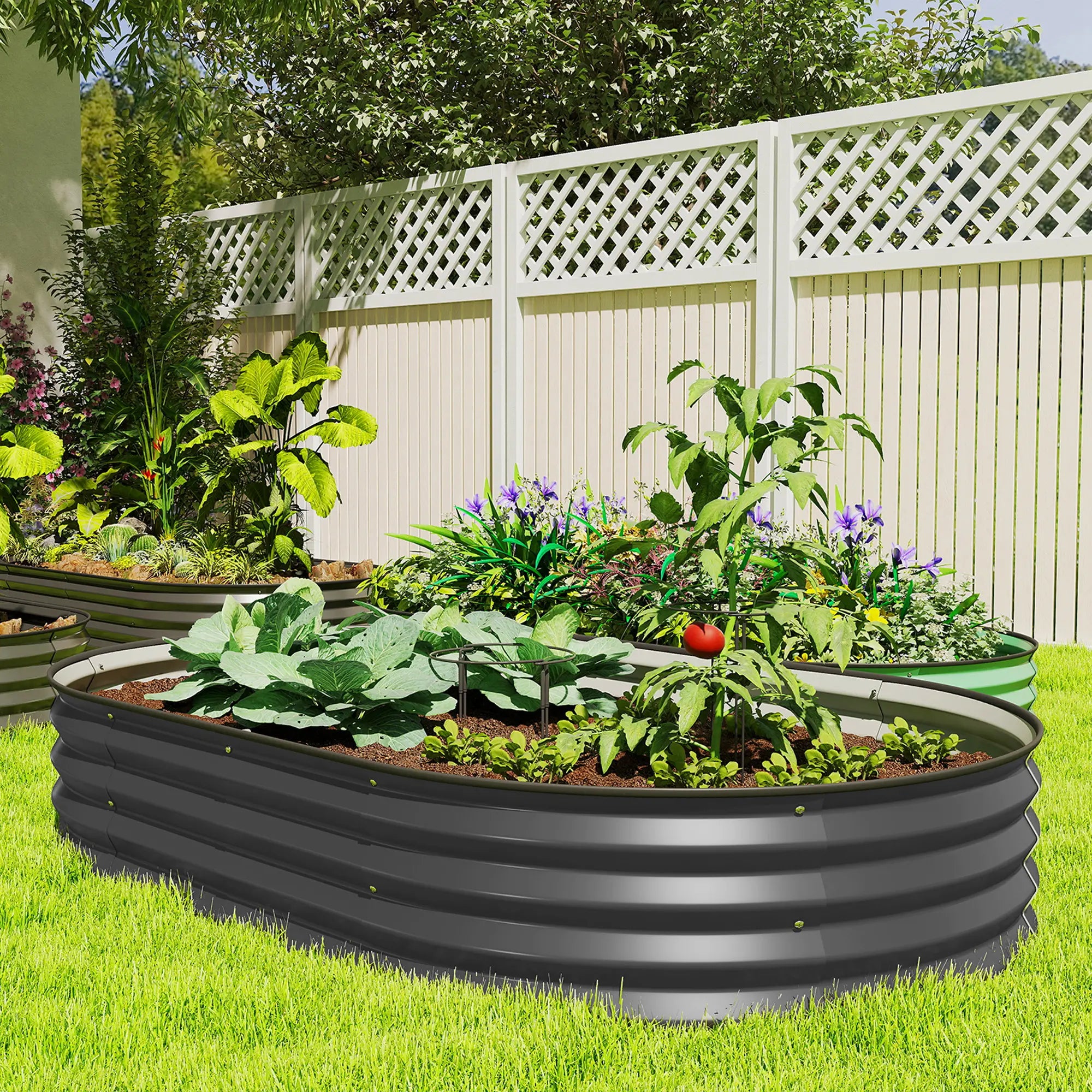 5' x 3' x 1' Outdoor Planter Box, Galvanized Raised Garden Bed, Dark Grey Galvanized Planter Boxes at Gallery Canada