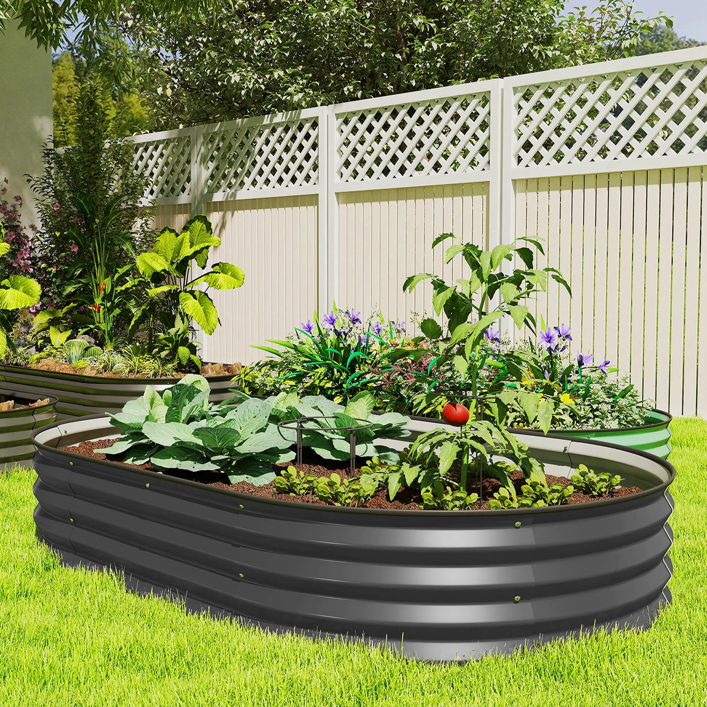 5' x 3' x 1' Outdoor Planter Box, Galvanized Raised Garden Bed, Dark Grey Galvanized Planter Boxes at Gallery Canada
