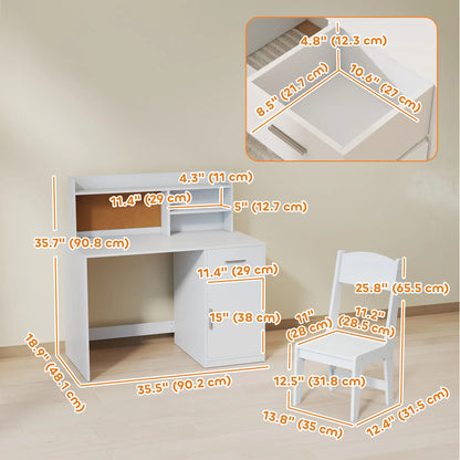 Kids Desk and Chair Set with Storage Hutch, Drawer, Cabinet Kids Desk Sets at Gallery Canada