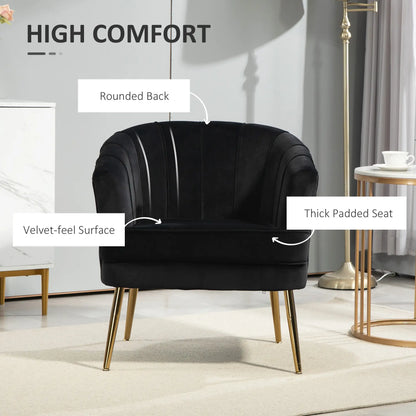 Modern Fabric Armchair, Gold Metal Legs, Living Room, Black Accent Chairs at Gallery Canada