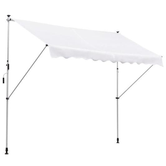 10x5ft Manual Retractable Awning, Patio Sun Shade, Water Resistant, White Window Awnings White at Gallery Canada