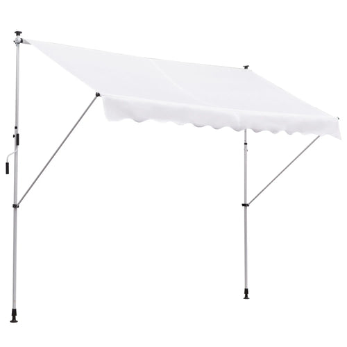 10x5ft Manual Retractable Awning, Patio Sun Shade, Water Resistant, White