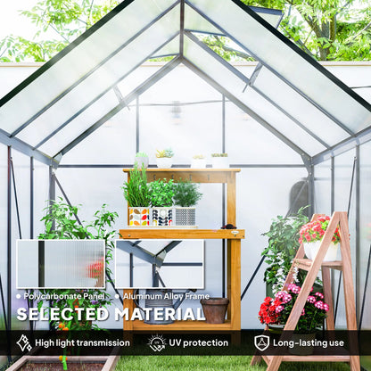6' x 6' x 6.5' Polycarbonate Greenhouse, Walk-in, Adjustable Roof Vent, Grey Walk In Greenhouses at Gallery Canada