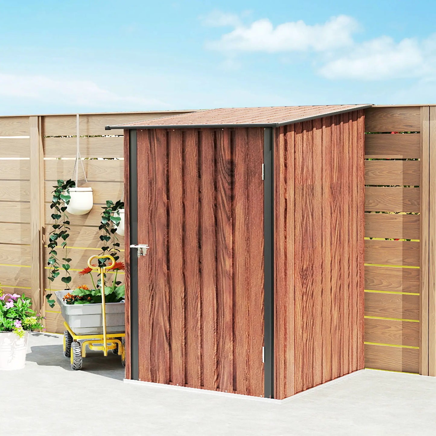 3.3' x 3.4' Lean-To Garden Storage Shed, Galvanized Steel Tool House, Teak Sheds at Gallery Canada
