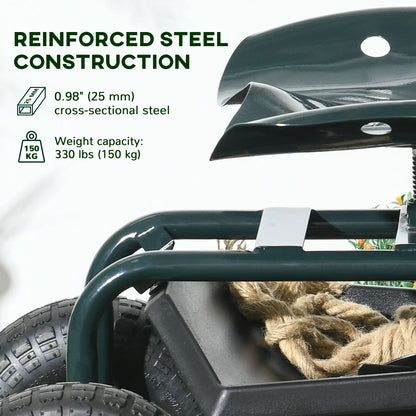 Garden Cart with 360° Swivel Seat, Tool Tray, Adjustable Height Garden Accessories at Gallery Canada