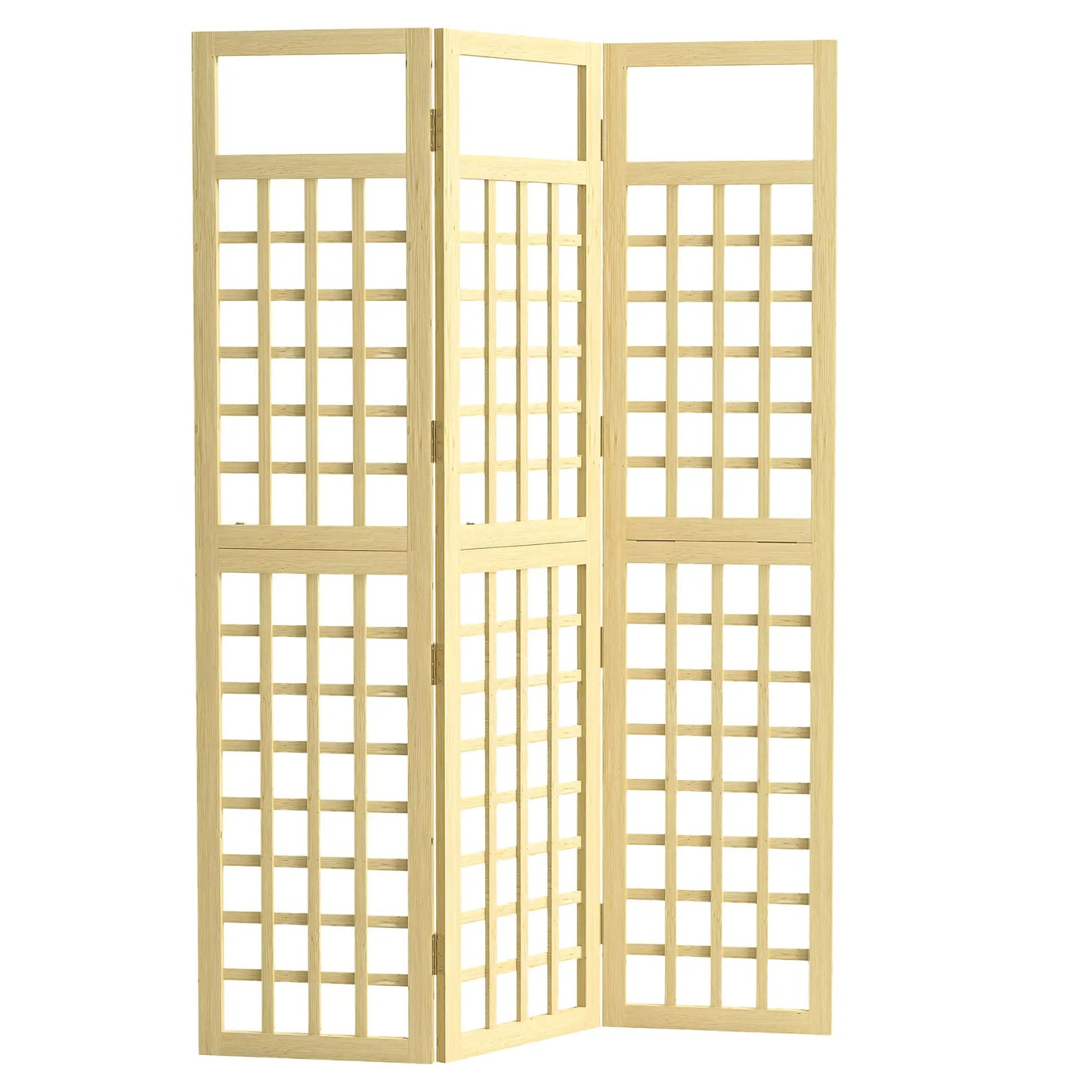 3 Panel Outdoor Wood Privacy Screen, Folding Room Divider, 47.2" x 66.9", Natural Wood Side Awnings at Gallery Canada