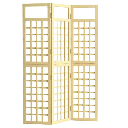 3 Panel Outdoor Wood Privacy Screen, Folding Room Divider, 47.2" x 66.9", Natural Wood Side Awnings at Gallery Canada