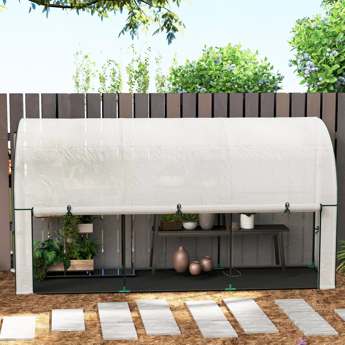 Walk-In Lean-To Greenhouse, 10' x 3' x 5', White