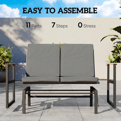Outdoor Glider Bench For 2 Person, Thick Cushions, Dark Grey Outdoor Gliders at Gallery Canada