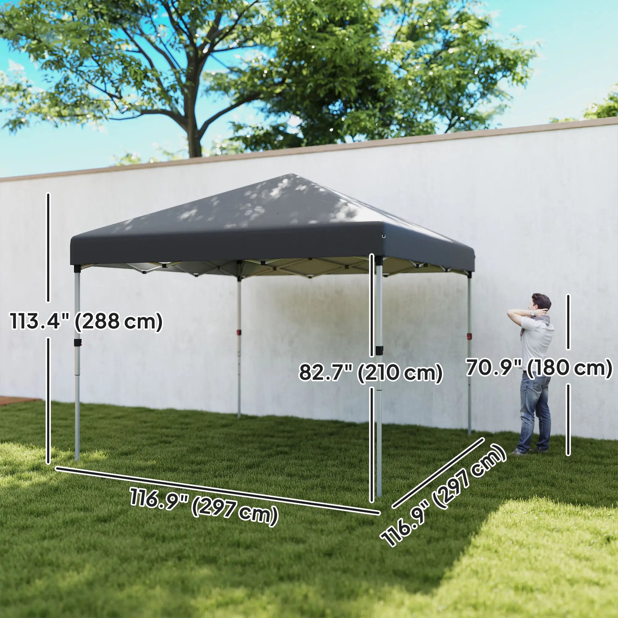 10' x 10' Pop Up Canopy, Sidewalls, Roller Bag, Adjustable, Dark Grey Pop Up Canopies at Gallery Canada