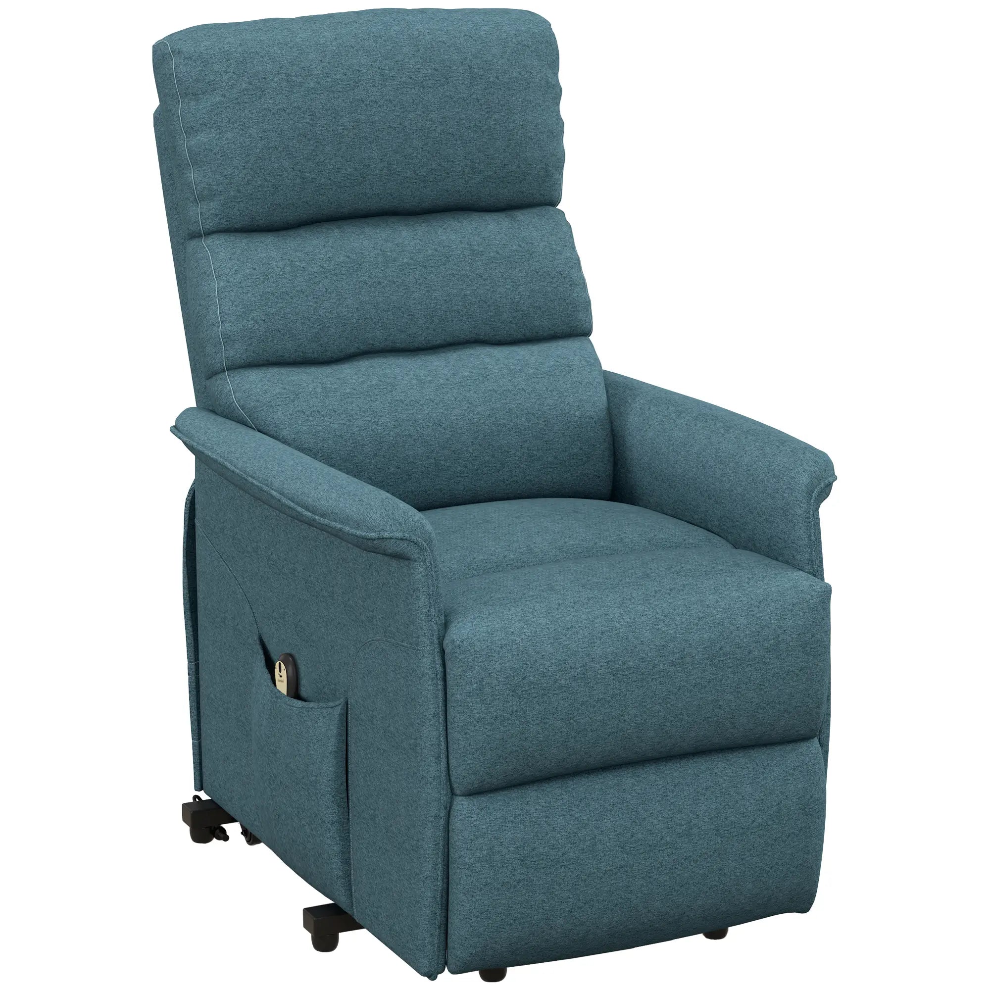 Power Lift Chair Recliner, Remote Control, Side Pockets, Blue Electric Power Lift Chairs Blue at Gallery Canada