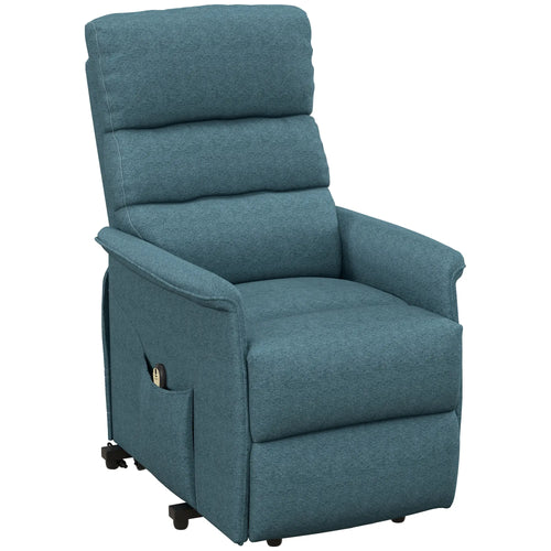 Power Lift Chair Recliner, Remote Control, Side Pockets, Blue
