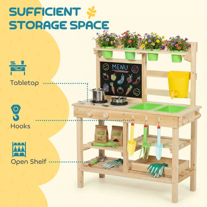 Kids Mud Kitchen, Outdoor Wooden Play Kitchen, Kitchenware, Garden Tools, Natural Play Kitchen at Gallery Canada