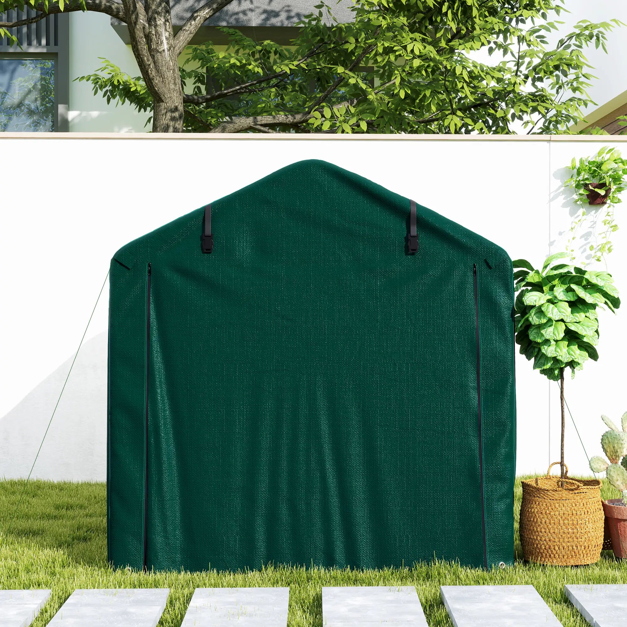 Outdoor Storage Shed, UV Resistant Bike Tent, Roll-up Door, Dark Green Sheds at Gallery Canada