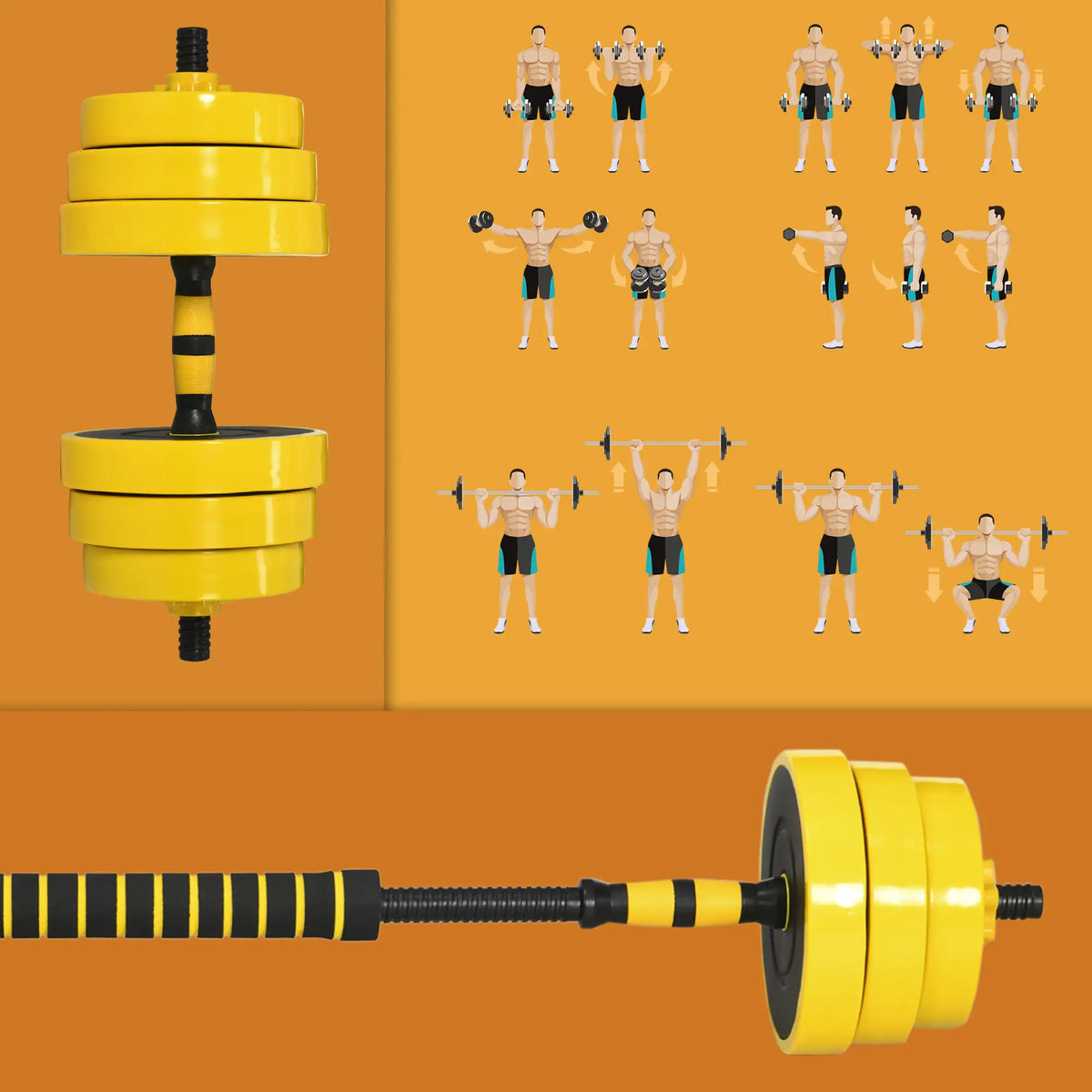 Adjustable Dumbbell Barbell Set 55lbs, Strength Training, Home Gym Dumbbells & Barbells at Gallery Canada