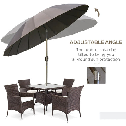 8ft Garden Parasol, Crank & Tilt, Adjustable Sun Shade, Dark Grey Patio Umbrellas at Gallery Canada