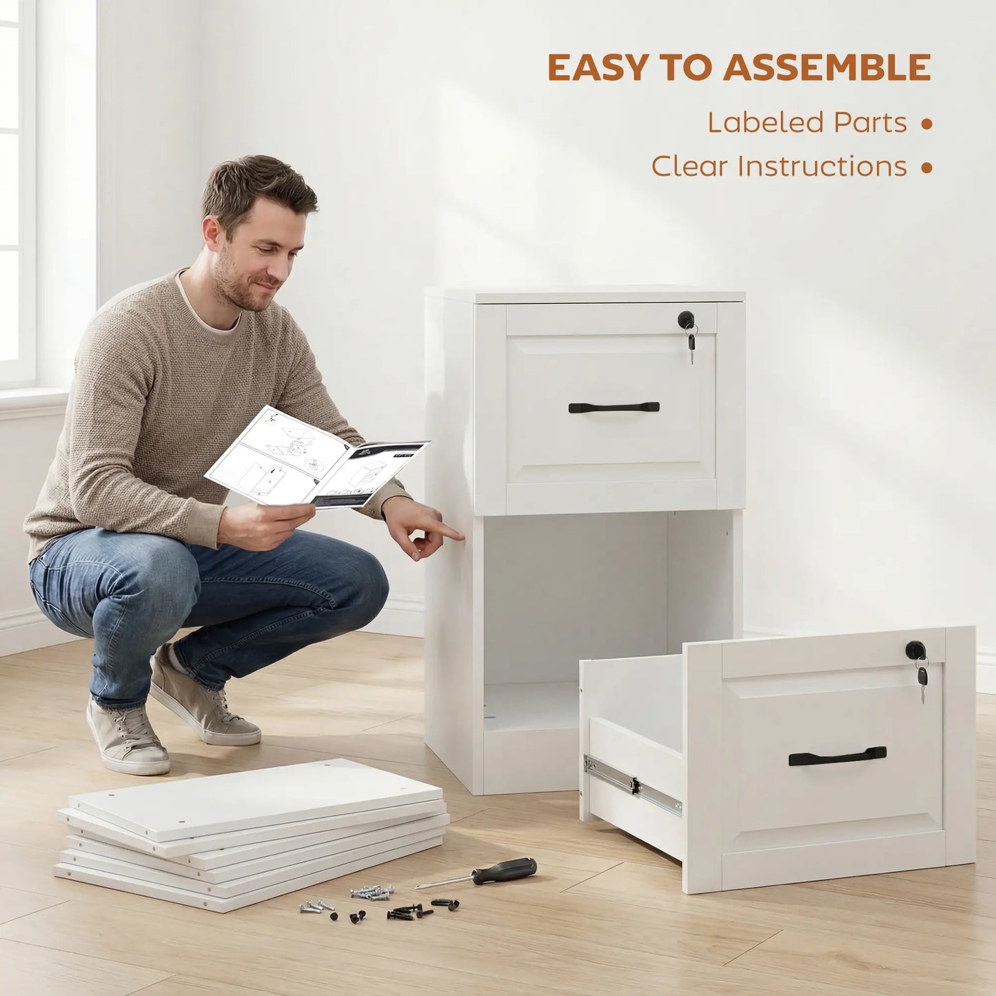 2 Drawer File Cabinet With Lock, Vertical Filing Cabinet, White Office Cabinets & Cupboards at Gallery Canada