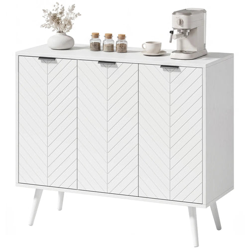 Modern Sideboard and Buffet, Dining Room Cabinet with Adjustable Shelves and 3 Doors, White