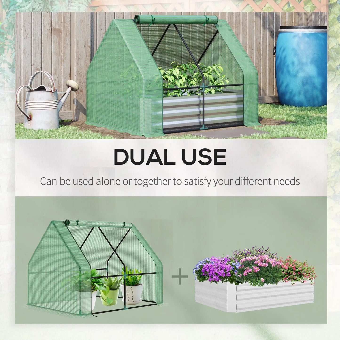 Steel Outdoor Raised Garden Bed with Greenhouse, Cover, 50"x37.4"x36.2", Green Mini Greenhouses at Gallery Canada