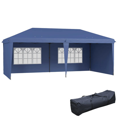 10' x 20' Outdoor Pop Up Canopy Tent, Instant Shelter With Carrying Bag, Blue Pop Up Canopies at Gallery Canada