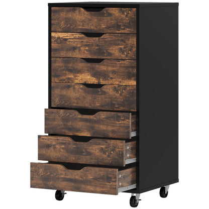 7-Drawer Vertical File Cabinet, 18.7"x15.6"x35.4", Rustic Brown Office Cabinets & Cupboards at Gallery Canada