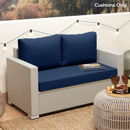2 Seater Outdoor Seat Cushions with Backrest, Fade-Resistant, Navy Blue Patio Chair Cushions at Gallery Canada