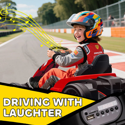 24V Electric Go Kart, Dual 150W Motors, Adjustable Seat, 11.2MPH, Red Electric Ride-On Toys at Gallery Canada