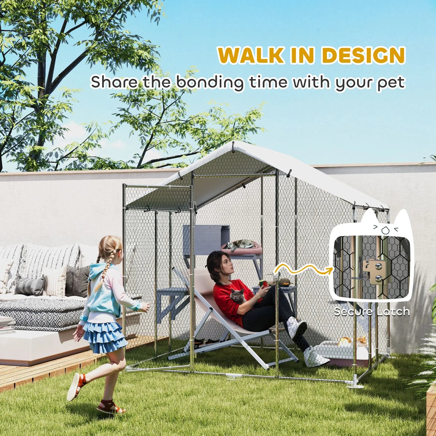 79" Extra Large Metal Outdoor Catio, Waterproof Cover, Resting Box, 4 Platforms Outdoor Cat Enclosures at Gallery Canada