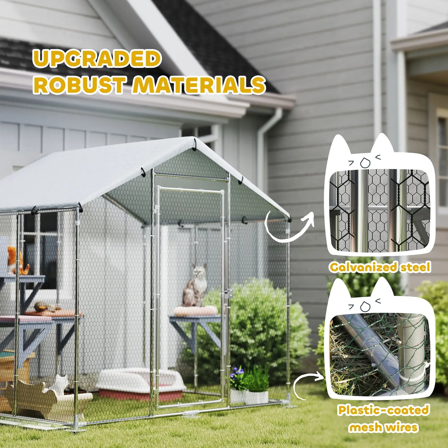 79" Extra Large Metal Outdoor Catio, Waterproof Cover, Resting Box, 4 Platforms Outdoor Cat Enclosures at Gallery Canada
