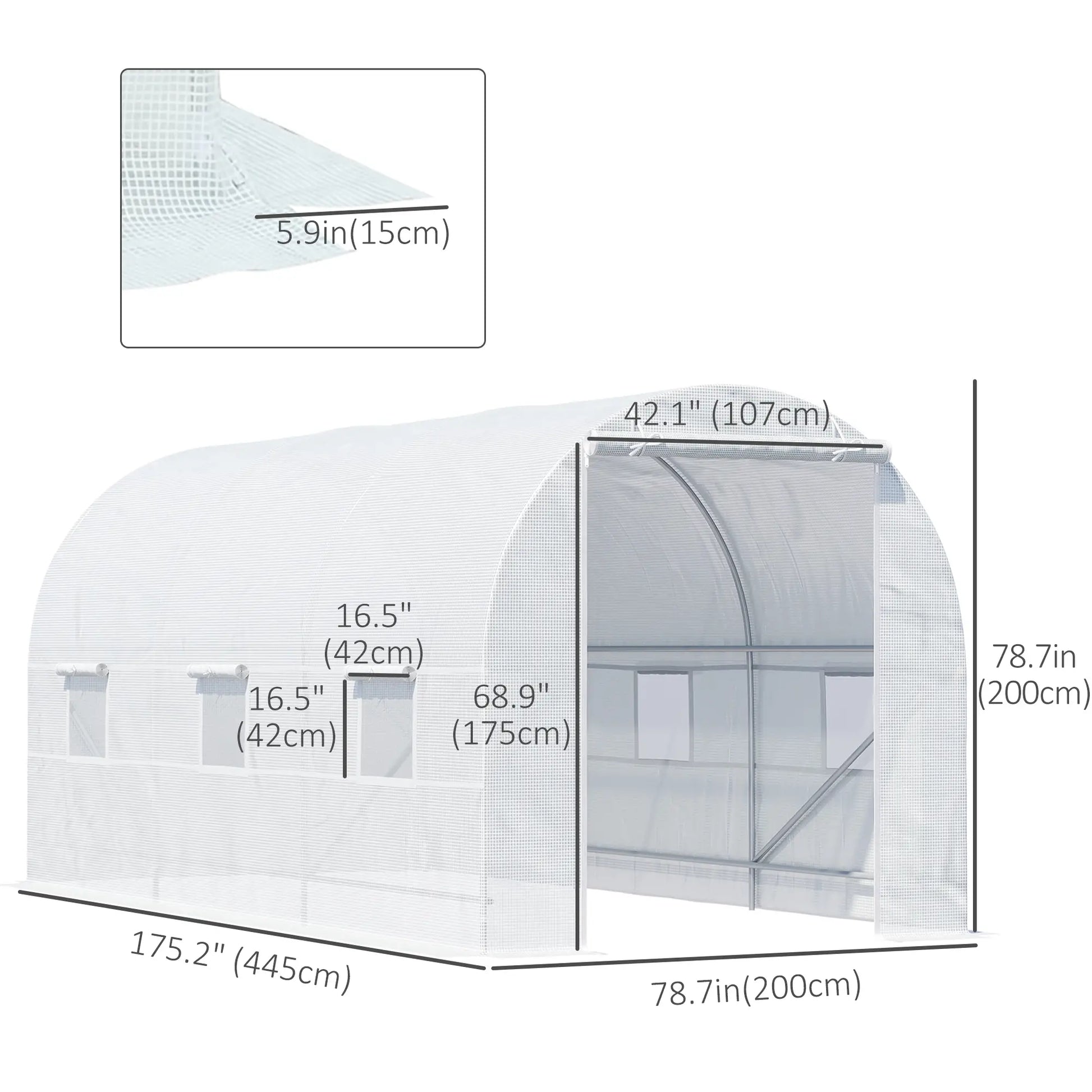 14.6x6.6x6.6ft Walk-in Greenhouse, Portable Garden Plant House, White Walk In Greenhouses at Gallery Canada