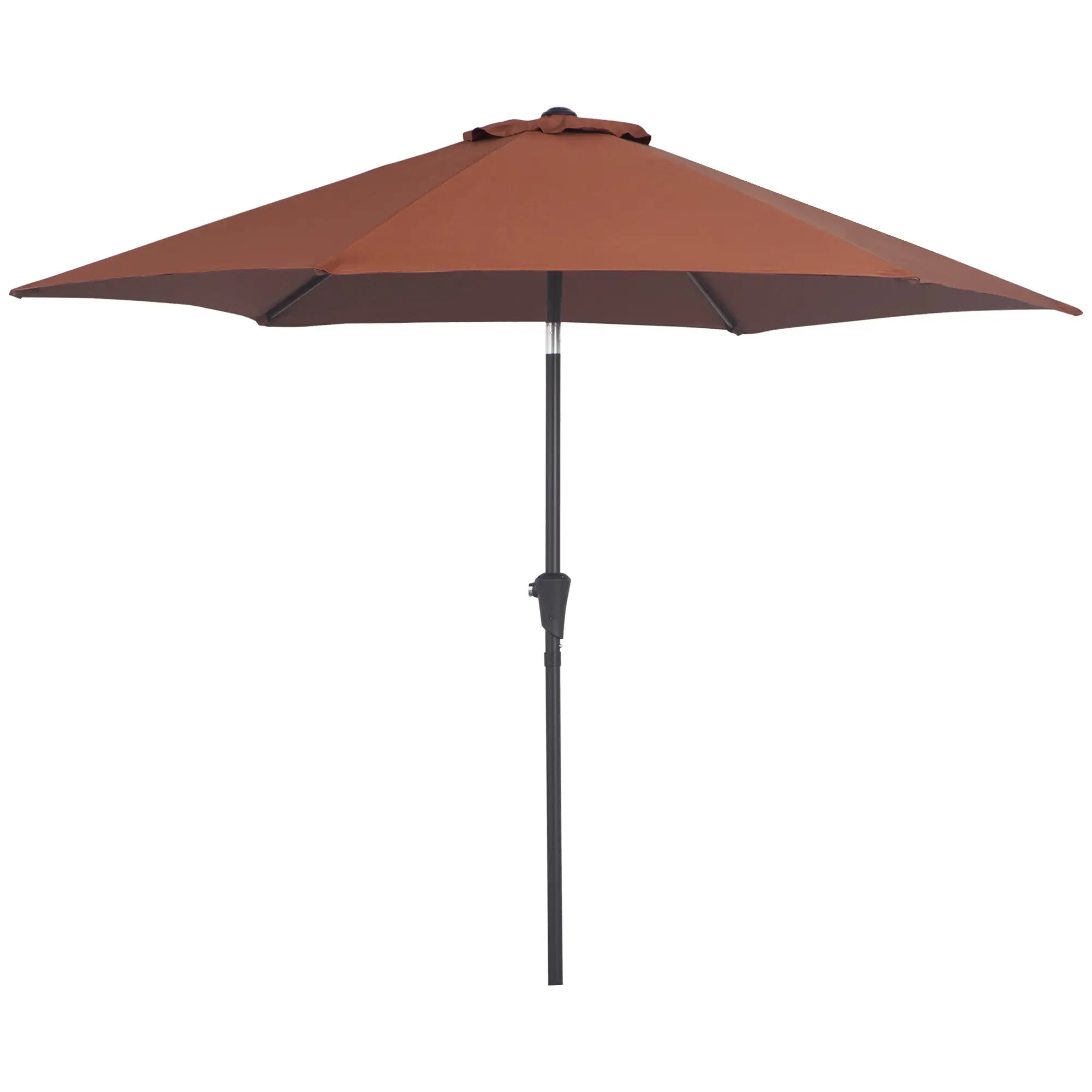 8.5FT Round Garden Parasol, 6 Ribs, Tilt Canopy, Crank Handle, Coffee Sun Umbrellas at Gallery Canada