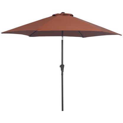 8.5FT Round Garden Parasol, 6 Ribs, Tilt Canopy, Crank Handle, Coffee Sun Umbrellas at Gallery Canada