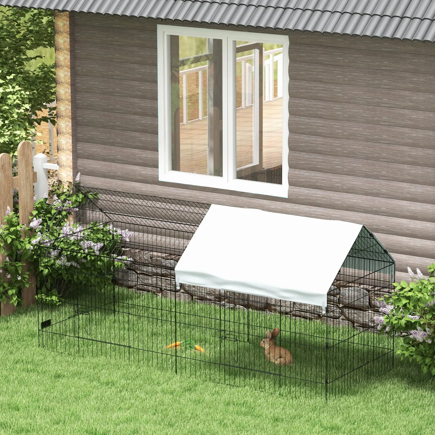 87" Small Animal Cage with Roof, Indoor/Outdoor Use, for Chicken, Rabbits, Chinchillas, Silver Houses & Habitats at Gallery Canada