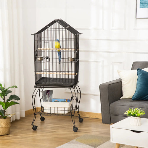 57 Inch Bird Cage for Cockatiel, Conure, Rolling Stand, Pull Out Tray