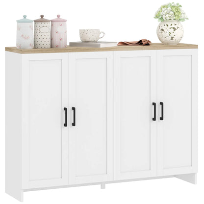Modern Sideboard Buffet Cabinet, 4 Doors Adjustable Shelves, White Storage Cabinets at Gallery Canada