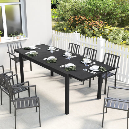 Expandable Aluminum Patio Dining Table, 84.3"-60.6", Adjustable Foot Pads Patio Dining Tables at Gallery Canada
