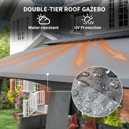 10' x 20' Outdoor Gazebo, Garden Canopy Shelter with Netting, Dark Grey Gazebos at Gallery Canada