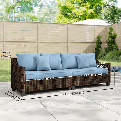 PE Wicker Outdoor Couch Sofa, 4-Seater Modular Patio Furniture, Blue Patio Furniture Sets at Gallery Canada